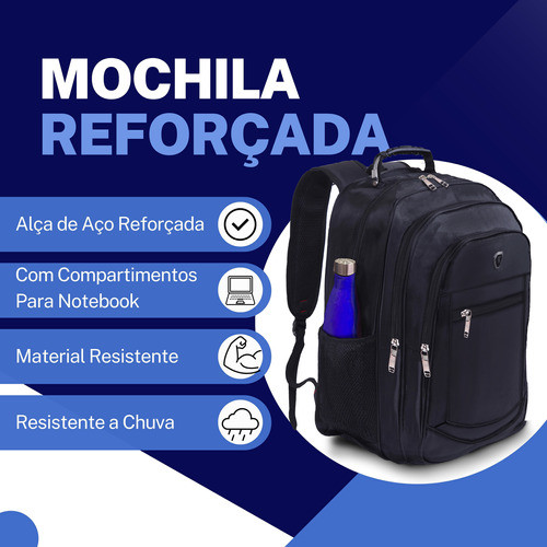 Mochila Masculina Impermeável Faculdade Alça De Aço Forte - Image 2